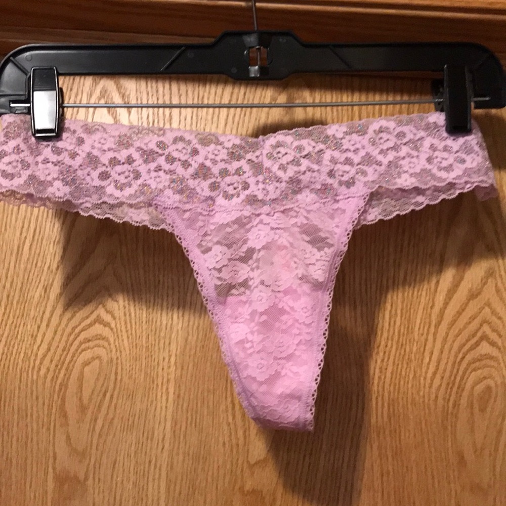 New with tags! PINK Victoria’s Secret L metallic lace pink extra low rise thong
